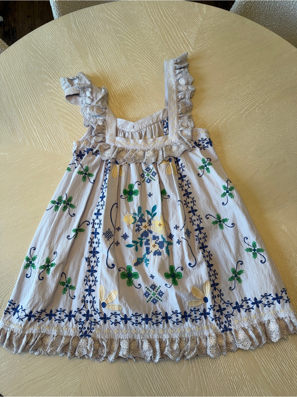 Free People blue Embroidered Floral Mini Sundress with Ruffle Straps - Picture 2 of 4
